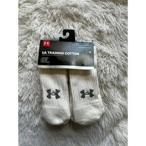 New Under Armour Men’s White Training Cotton Socks,Size 9-12.5,Crew Style(AP)
